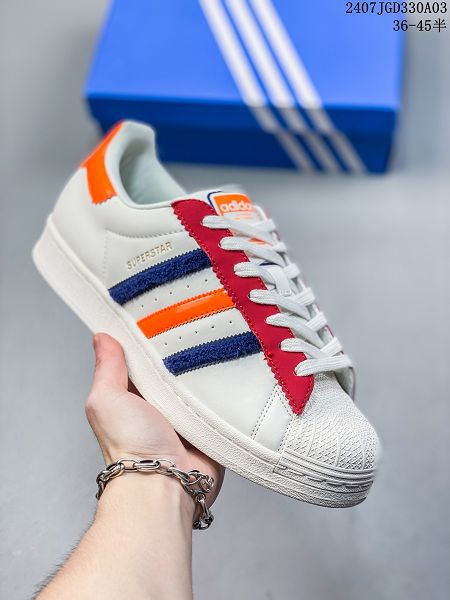 Adidas三葉草 Originals Superstar SailGreenLace 2024最新情侶款貝殼頭系列低幫經典百搭休閒運動板鞋