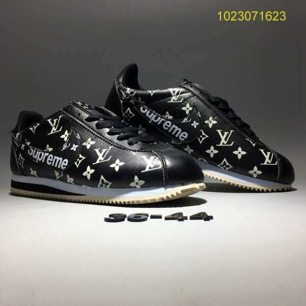 nike classic cortez x lv x supreme 2018新款 三方联名皮面情侣阿甘