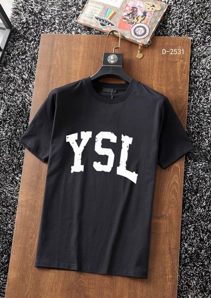 ysl短t 2022新款 聖羅蘭絲光棉圓領短袖T恤 MG0519款