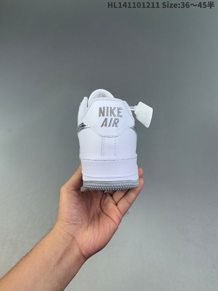 Nike Air Force 1 Low 2024全新男女款白銀色低幫百搭休閒運動板鞋
