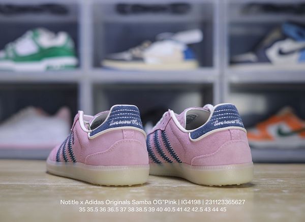 Notitle x Adidas Originals Samba OG Pink 桑巴舞系列 全新男女款聯名粉牛仔深藍低幫休閒運動板鞋