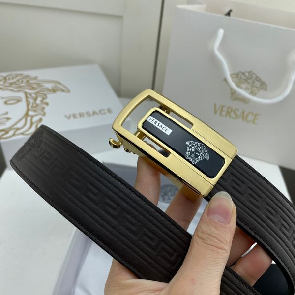 versace皮帶 範思哲2022新款 HF032702頭層牛皮壓花紋時尚腰帶