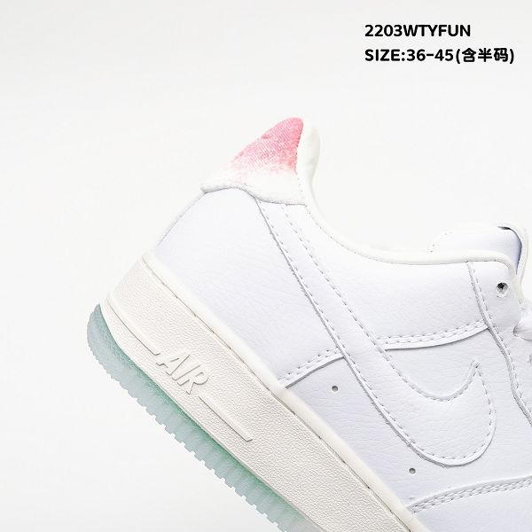 Nike Air Force 1 07 2022新款 空軍一號男女款皮革白綠粉壽桃低幫板鞋