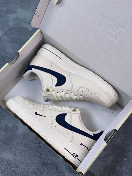 Nike Air Force 1 Low 40年 2024全新男女款米深藍低幫休閒板鞋 