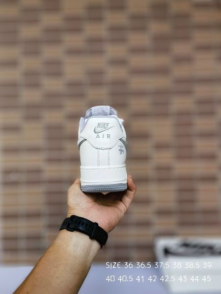 Stussy x Nike Air Force 1 Low 聯名 米白炫彩反光低幫2024全新男女款休閒板鞋