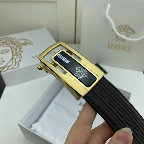 versace皮帶 範思哲2022新款 HF032702頭層牛皮壓花紋時尚腰帶