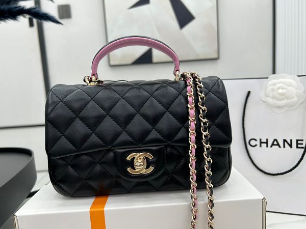 chanel包包 香奈兒2023新款手提包 DSAS2431拼色羊皮單肩斜挎包