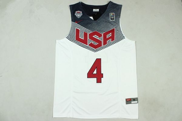 nba球衣 美国梦十一队 4号库裏fiba新款篮球服 白色