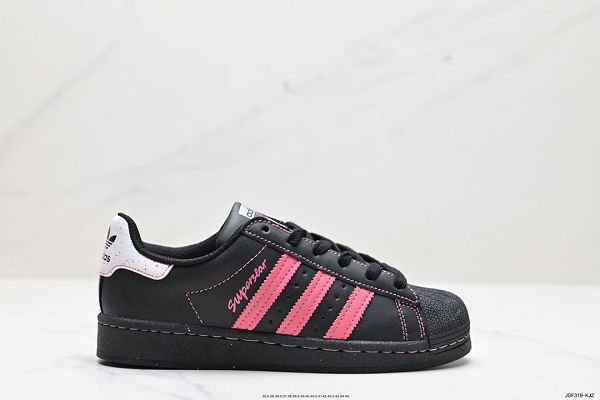 Adidas Originals Superstar SailGreenLace 貝殼頭系列低幫休閒板鞋黑粉色 情侶鞋