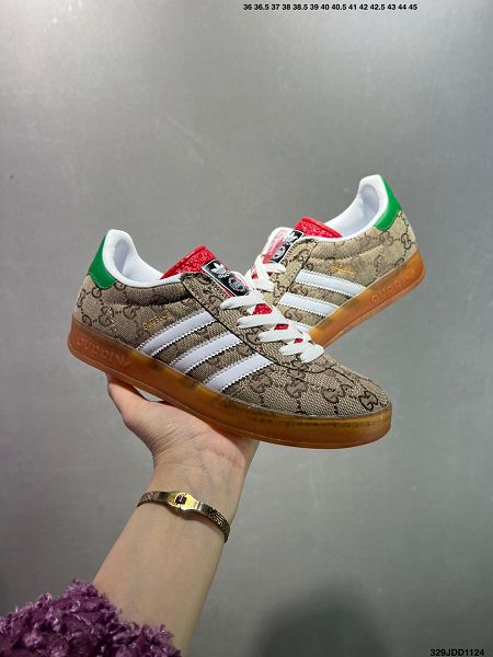 Gucci x Adidas Originals Gazelle INdoor 聯名 2025新款情侶款休閒防滑耐磨低幫板鞋