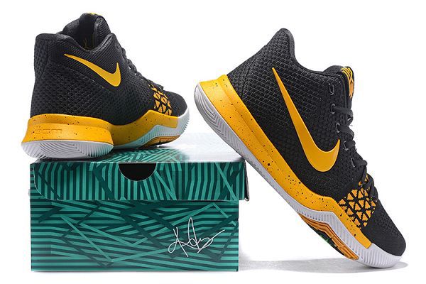 nike kyrie 3 ep 2017新款 欧文3代编织面透气时尚男生跑鞋 黑黄色