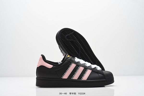 Adidas三葉草 Originals Superstar」Sail Pictorial 2025新款女鞋低幫百搭休閒運動板鞋 皮革米白紅塗鴉版