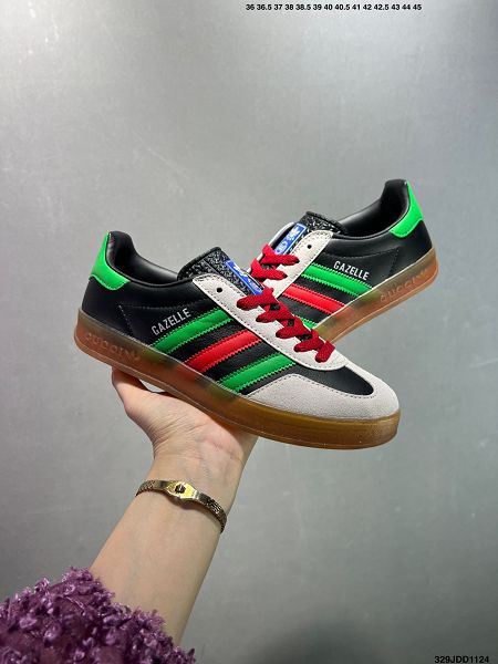 Gucci x Adidas Originals Gazelle INdoor 聯名 2025新款情侶款休閒防滑耐磨低幫板鞋