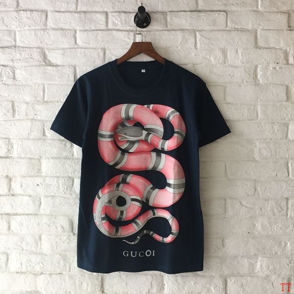 gucci 短t 2017新款夏装 蛇时尚男生圆领短袖 黑色
