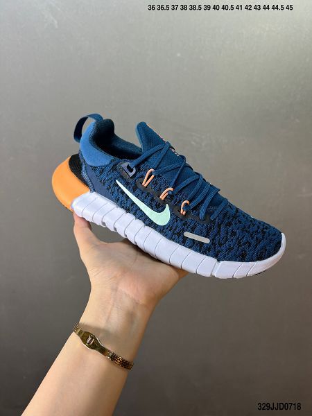 Nike Free Run 5.0 藍橙 可回收材料輕便透氣運動跑步鞋 2024新款情侶鞋