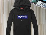 supreme 帽t 藍白字母logo印花時尚情侶純色棉質休閒衛衣 黑色